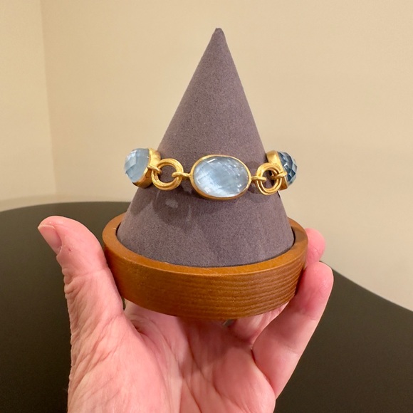 Julie Vos NWT authentic luxury minimalist Iridescent Chalcedony Blue Bracelet - Picture 8 of 17